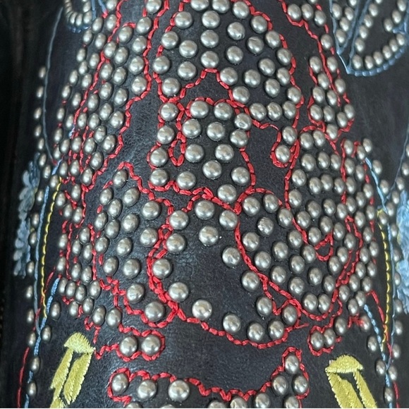 LANE Knee High Black Embroidered
Studded Boots - Picture 5 of 11